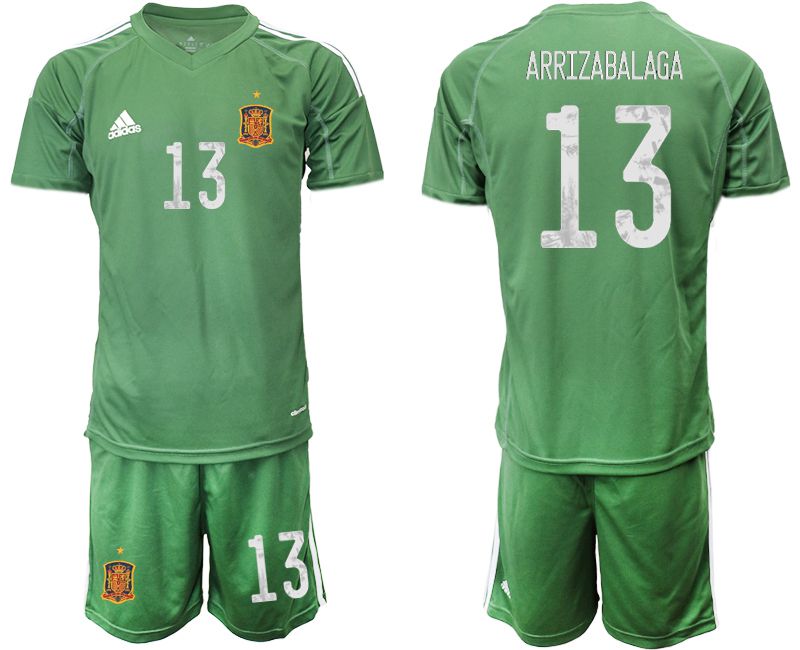 Men 2021 World Cup National Spain army green goalkeeper #13 Soccer Jerseys->->Soccer Country Jersey